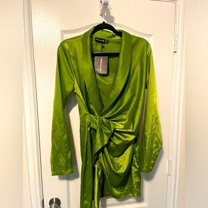 New emerald green silk dress